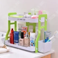 Diskställ & Torkställ-Förvaringshylla - TD® - Liten hylla - 2 våningar - Material ABS - Grön färg