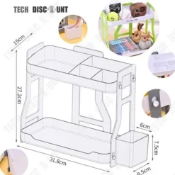 Diskställ & Torkställ-Förvaringshylla - TD® - Liten hylla - 2 våningar - Material ABS - Grön färg