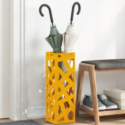 vidaXL Förvaringskrok & Ställ Senapsgul 15.5 x 15.5 x 49 cm Metall