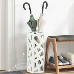 vidaXL Förvaringskrokar & Hyllor-Förvaringskrok & Ställ Vit 15.5 x 15.5 x 49 cm Metall