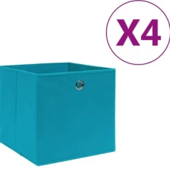 vidaXL Förvaringslådor 4 st non-woven tyg 28x28x28 cm babyblå