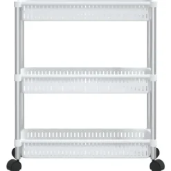 Förvaringslådor för hemmet - Living Förvaringsvagn 3 hyllor silver och vit aluminium