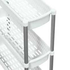 Förvaringslådor för hemmet - Living Förvaringsvagn 3 hyllor silver och vit aluminium