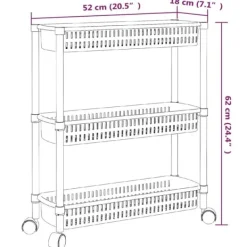 Förvaringslådor för hemmet - Living Förvaringsvagn 3 hyllor silver och vit aluminium