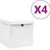 vidaXL Förvaringslådor För Hemmet-Förvaringslådor med lock 4 st 28x28x28 cm vit