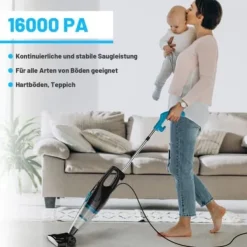 Golvdammsugare-Fuleadture R3S Blue 2-i-1 Sladdad Stavdammsugare med HEPA-Filter för Handhållen och Golvrengöring