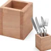 Fyrkantig bestickbehållare i trä 80x80x95 mm - Hendi 664186