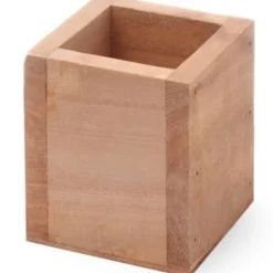 Fyrkantig bestickbehållare i trä 80x80x95 mm - Hendi 664186