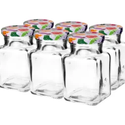 Honungsburkar-fyrkantig burk 150ml + kork 6 st. | 132155