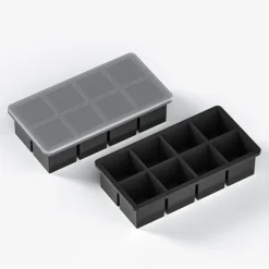 Isformar-Fyrkantig isbitslåda i silikon med lock - Enkel urtagning av isbitar för whisky 8-grid