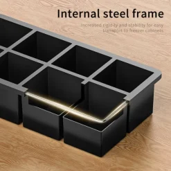 Isformar-Fyrkantig isbitslåda i silikon med lock - Enkel urtagning av isbitar för whisky 8-grid