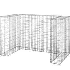 vidaXL Gabionmur för soptunnor galvaniserat stål 180x100x110 cm