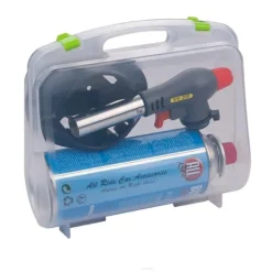 Gasbrännare med ställ och förvaringsväska för butangas