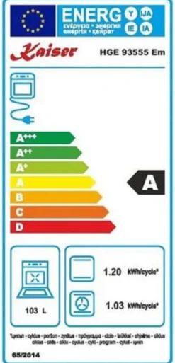 Gaskök - Kaiser - HGE 93555 - 90 cm - Ugn 115L - 5 gasplattor