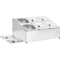 vidaXL Tillbehör För Matservering-Gastronorm Beholder - - GN 1/6 - Rostfritt Stål - 6 Kistor - Lock Ingår