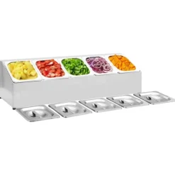 vidaXL Tillbehör För Matservering-Gastronormbehållare med 5 GN 1/6 kastrull rostfritt stål
