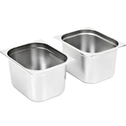 Tillbehör För Matservering-Gastronormkantiner 2 st GN 1/2 - Staplingsbar rostfritt stål | Färg: Silver | Storlek: 200 mm