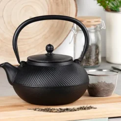 Kaffe- & Tekannor-Gjutjärn vattenkokare tekanna tekanna infuser med sil för örtte 1L