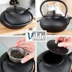Kaffe- & Tekannor-Gjutjärn vattenkokare tekanna tekanna infuser med sil för örtte 1L