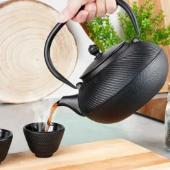Kaffe- & Tekannor-Gjutjärn vattenkokare tekanna tekanna infuser med sil för örtte 1L