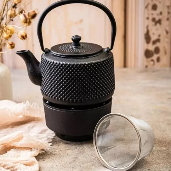 Kaffe- & Tekannor-GJUTJÄRNKANNA 0,8L MED FILTER OCH VÄRMARE KINGHOFF KH-1847