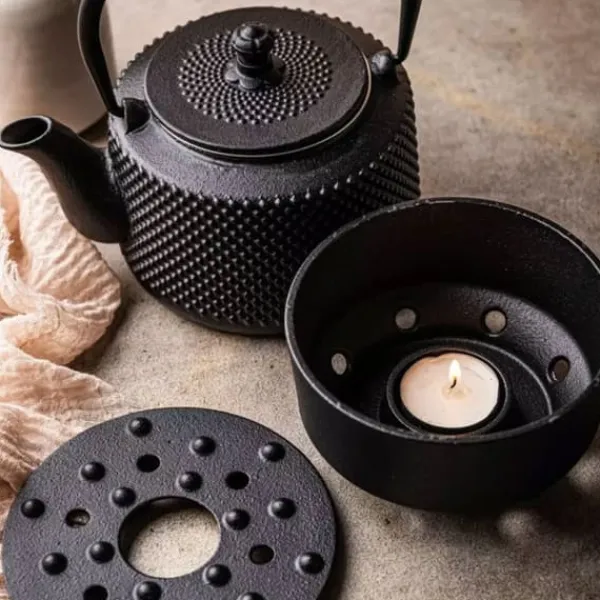 Kaffe- & Tekannor-GJUTJÄRNKANNA 0,8L MED FILTER OCH VÄRMARE KINGHOFF KH-1847