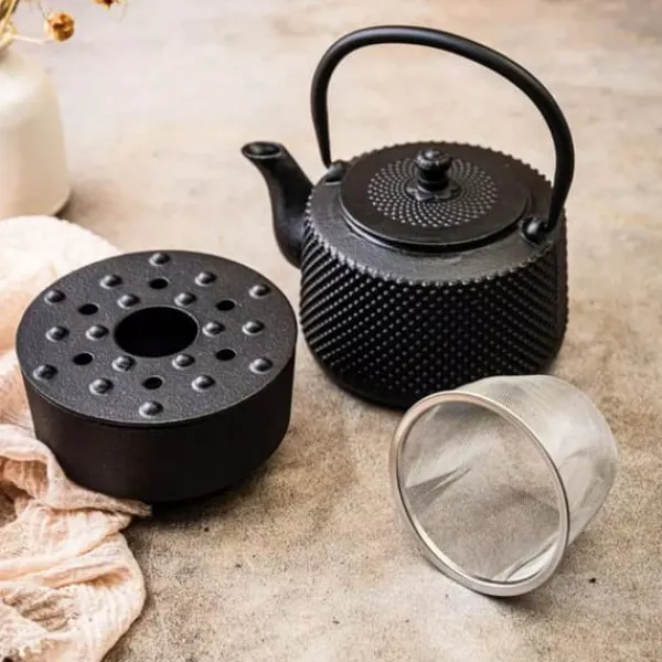 Kaffe- & Tekannor-GJUTJÄRNKANNA 0,8L MED FILTER OCH VÄRMARE KINGHOFF KH-1847