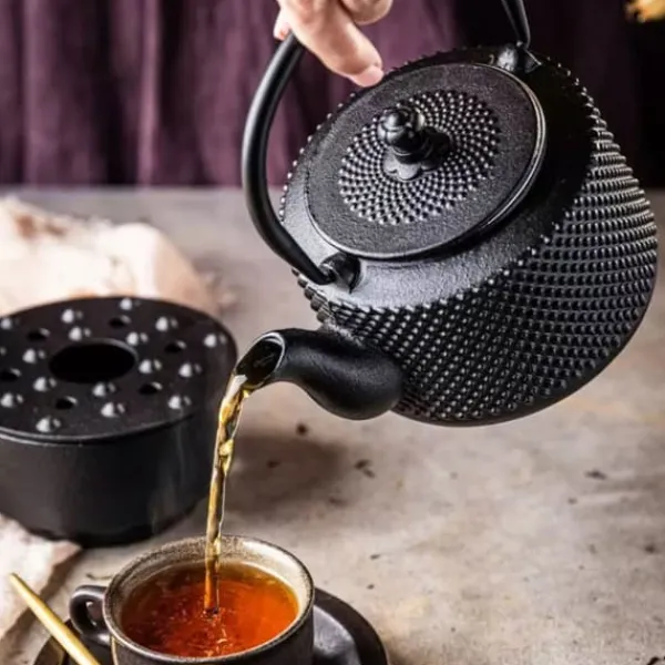 Kaffe- & Tekannor-GJUTJÄRNKANNA 0,8L MED FILTER OCH VÄRMARE KINGHOFF KH-1847