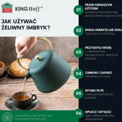 Kaffe- & Tekannor-Gjutjärnstekanna, kaffebryggare, 1,0L, KINGHOFF KH-1933