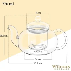 Kaffe- & Tekannor-GLAS TEKANNA - TEKANNA 770 ML WILMAX ENGLAND