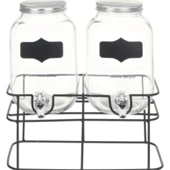 vidaXL Glasbehållare 2 st med stativ 2 x 4 L