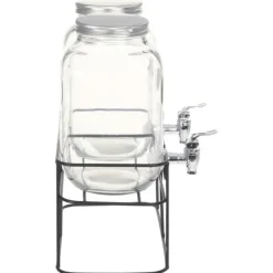 Glasbehållare med stativ 2-pack - Vintage dryckesdispenser | Volym: 2 x 4 L | Färg: Transparent