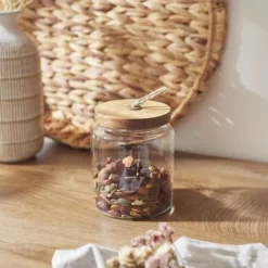 Förvaringsburkar-Glasburk med akacialock 13 cm