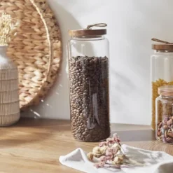 Förvaringsburkar-Glasburk med akacialock 27,5 cm