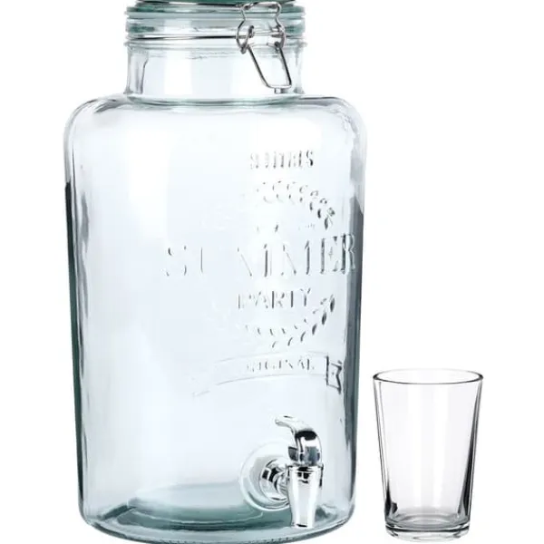 Dryckesautomater-Glasburk med kran 8 l + 12 glas 200 ml