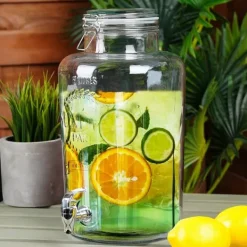 Dryckesautomater-Glasburk med kran 8 l + 12 glas 200 ml