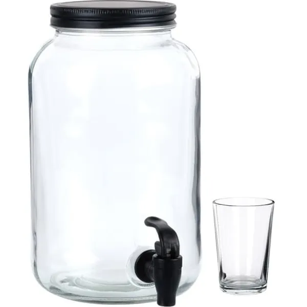 Dryckesautomater-Glasburk med kran 3,2 l + 12 glas 200 ml