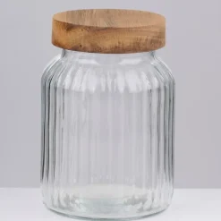 Förvaringsburkar-Glasburk med trälock, ca 1000 ml