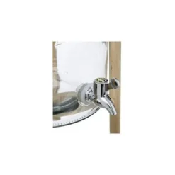 Dryckesautomater-Glasdryckfontän med bambuställning - 8L - Transparent/beige - H 46,5 x D 21 cm