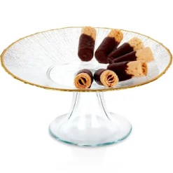 Glasfat på guldfot, 21 cm