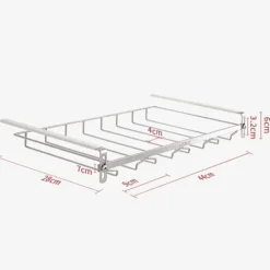 Vinglashängen-Glashängare i rostfritt stål för hyllmontering – 4 rader