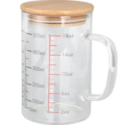 Glasmätkopp V-format munstycke Klarskala Komfortabelt grepp Borosilikatglas kaffekoppar 500 ml