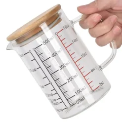 Glasmätkopp V-format munstycke Klarskala Komfortabelt grepp Borosilikatglas kaffekoppar 500 ml