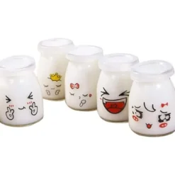 Glaspuddingburk med yoghurt, 10 st 100 ml söta ansikten med PE-lock, lämplig för sylt, honung, bröllopspresent