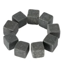 GL11459-Set med 9 bitar av granit whiskysten. Glaciärblockkuber. naturlig bulk kylare för köksredskap