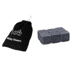 GL05293-Återanvändbara whiskystenar med påse. 6 stycken. isbitar. kylare. bröllopspresent. Jul