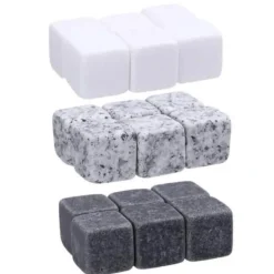 GL05293-Återanvändbara whiskystenar med påse. 6 stycken. isbitar. kylare. bröllopspresent. Jul