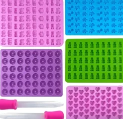 Bakning-Godisformar - 5 delar gör-det-själv-formar med 2 pipetter - Silikonform för godis, gelé, choklad