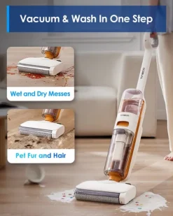 Golv- & Mattrengöring-Golvstädare, 200W effekt, 24V spänning, 0,6-1L dammförvaring, 3-4 driftslägen, Våt- och torrstädning