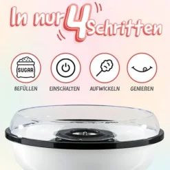 Maskiner För Spunnet Socker-GOURMETmaxx Sockervaddmaskin 500W mint/vit
